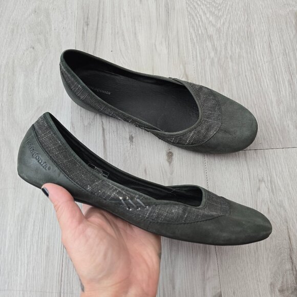 Patagonia | Maha gray leather granola boho balletcore flats shoes | WMS 8 - Picture 1 of 11